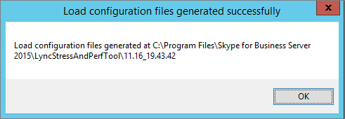 The 'Load configuration files generated successfully' message box. Just click OK.