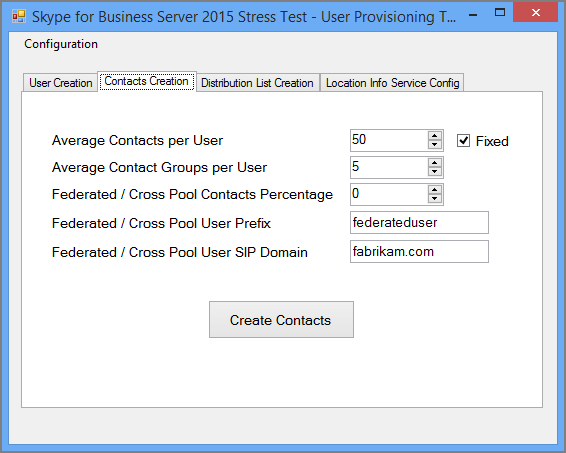 User provisioning tool showing the Contents Creation tab.