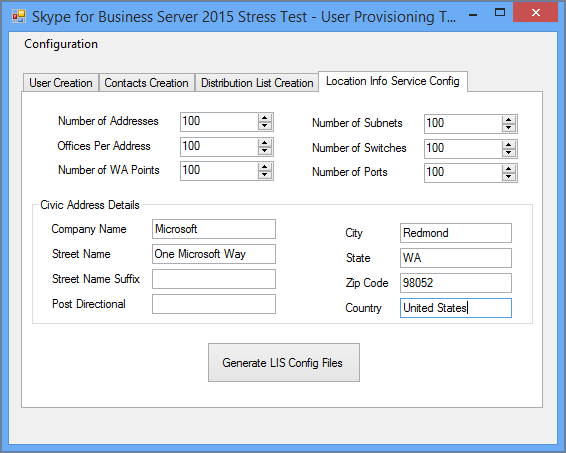 User provisioning tool showing the number of addresses, subnets, switches, and ports.