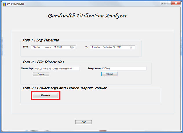 Collecting data in the Bandwidth Utilization Analy.