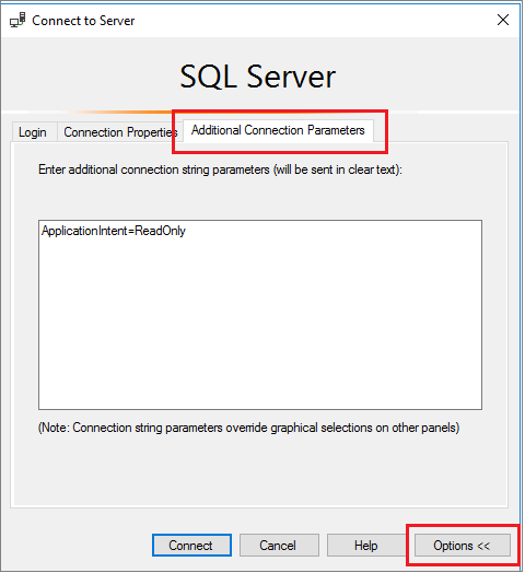 Read only connection in SSMS