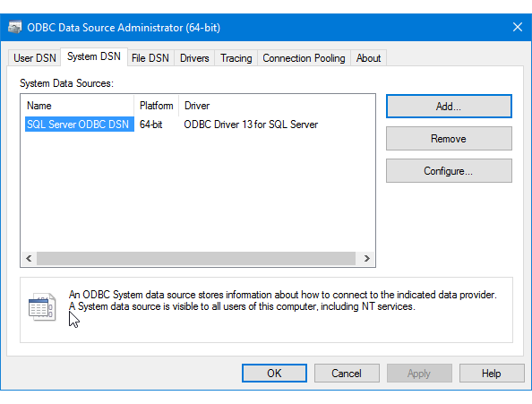 Connect to an odbc data source (sql server import and export.