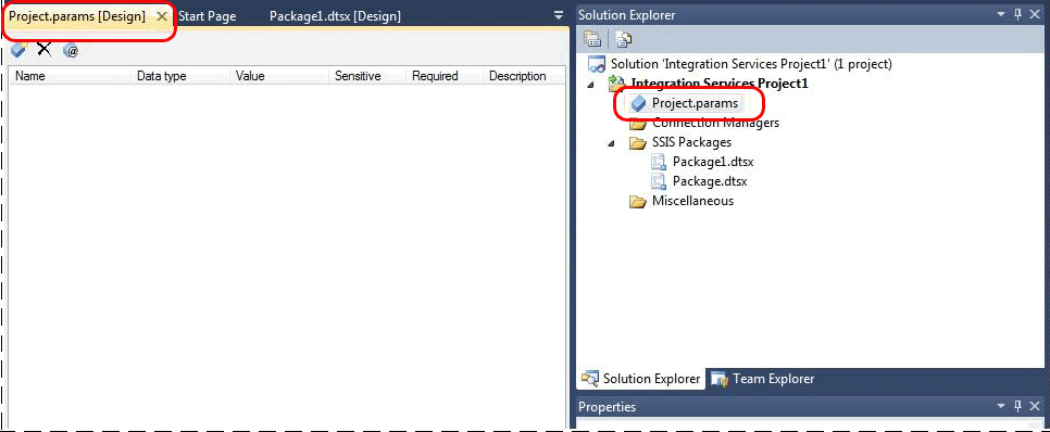 Project Parameters Window