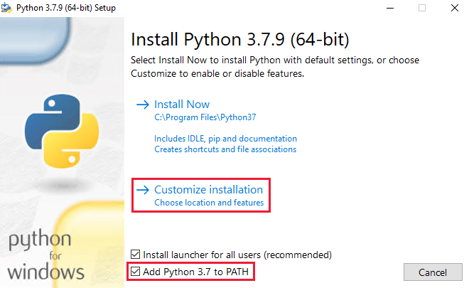 Python 3.7 installation - Add Python 3.7 to PATH