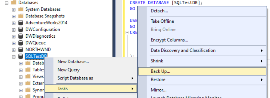 Create a Full Database Backup (SQL Server)