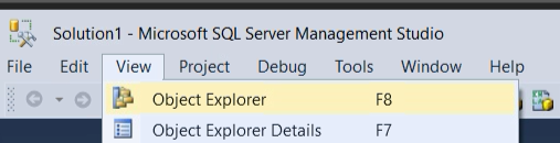 Object Explorer in the SSMS menu