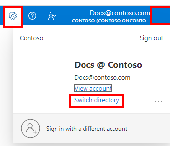 Screenshot showing Microsoft Entra ID change default directory help steps.