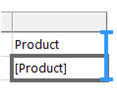 Screenshot of the Product field in the table.
