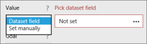 Screenshot of the Dataset field option.