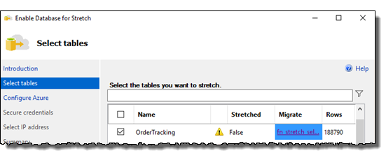 Screenshot showing how to select Tables page after defining a filter predicate.