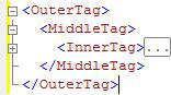 Screenshot of XML code with inner node hidden.