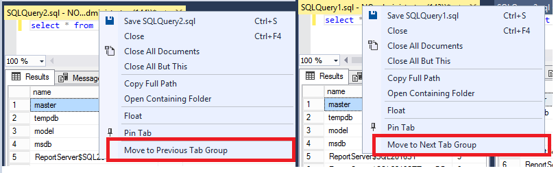 Merge query tabs