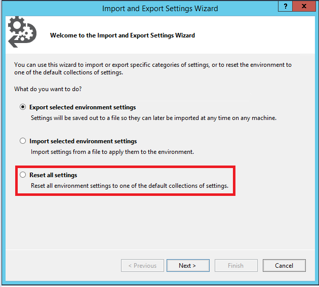 Import and export settings