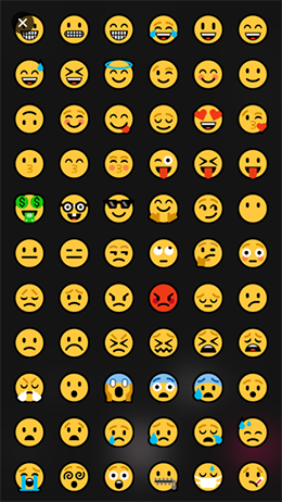 Screen shot of emojis window.