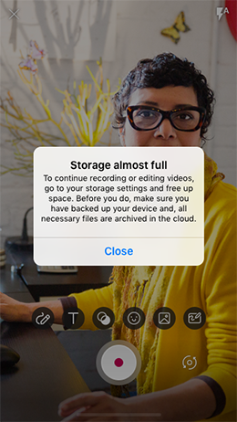 Storage full message editing on iPhone
