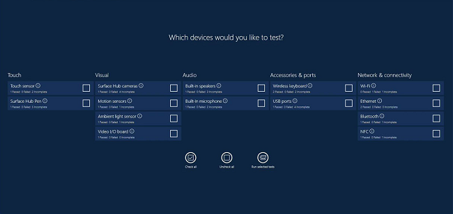 Screenshot of  Test Options.