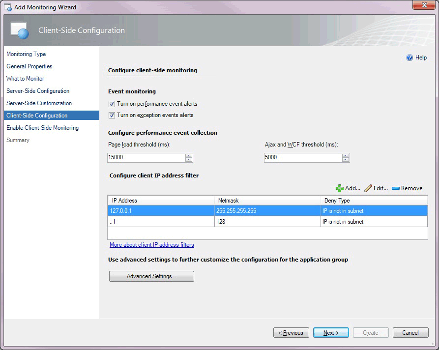Screenshot of Client-Side Configuration.