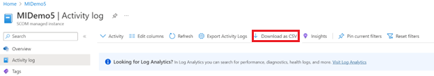 Screenshot showing download activity log option.