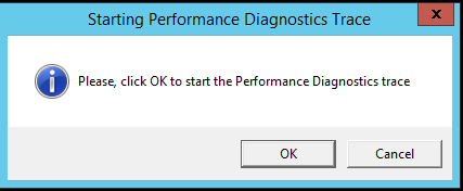 Screenshot of the Starting Performance Diagnostics Trace window.
