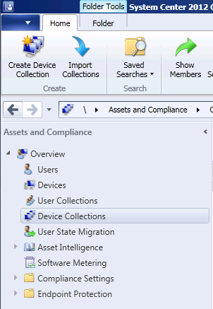 Screenshot of the Device Collections option.