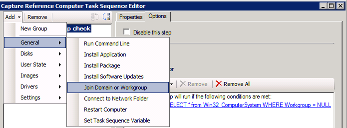 Screenshot of the Join Domain or Workgroup option.