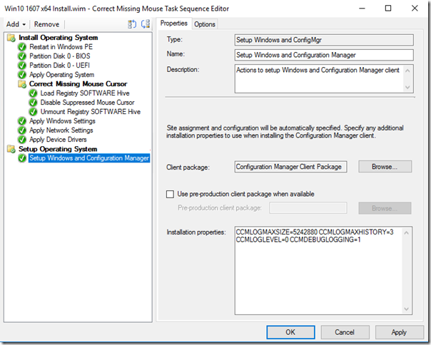 Screenshot shows the Setup Windows and Configuration Manager task.