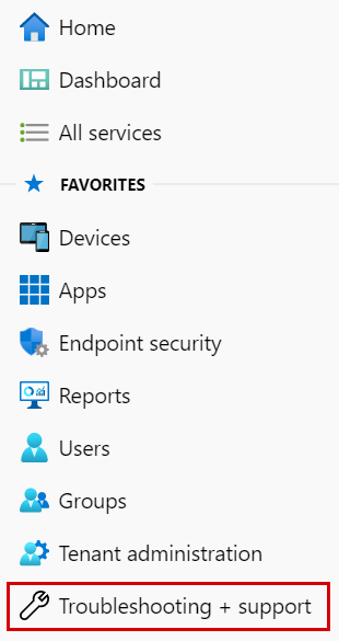 In Endpoint Management admin center and Intune, go to Troubleshooting and support.