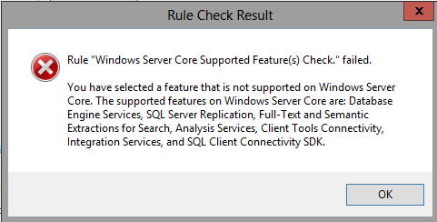 Screenshot shows details of the error in the Rule Check Result dialog.
