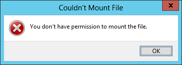 You don't have permission to mount the file error that occurs when you mount an I S O image.