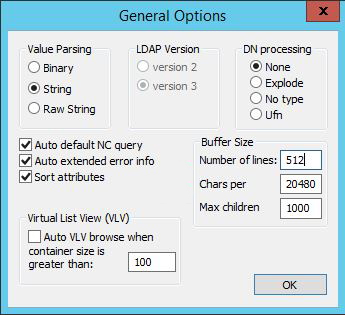 Screenshot of the General Options window with a Chars per box which can be adjust.
