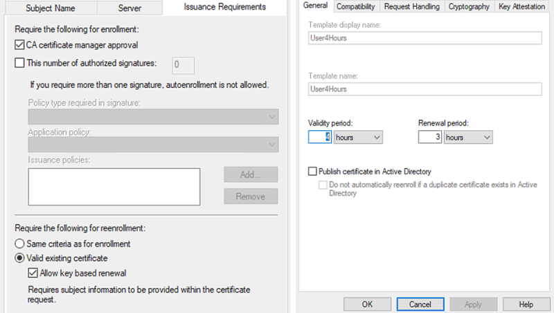 Configuration example for certificate autoenrollment.