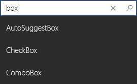 An auto suggest box with an icon and suggestions