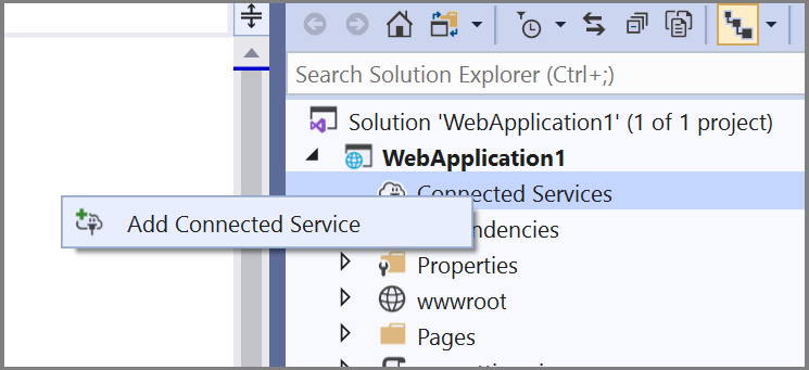 Screenshot showing "Add Azure connected service" screen.