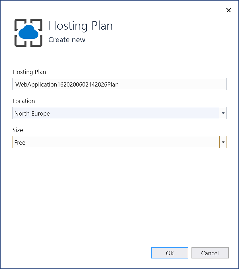 Screenshot showing hosting plan options.