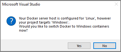 Screenshot of Docker Host and Project Mismatch.
