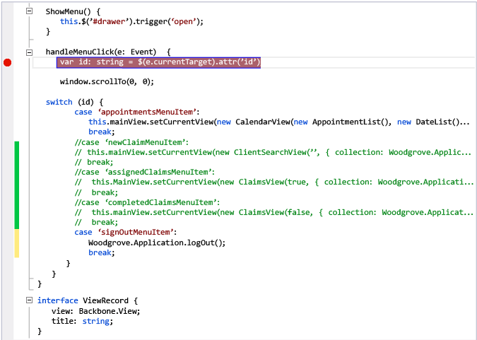 Setting a breakpoint while debugging using Cordova Simulate