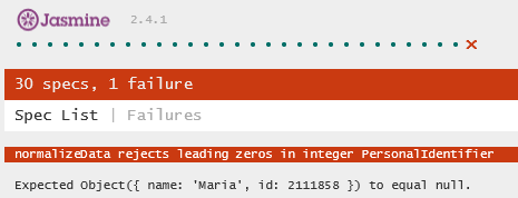Browser indicating that tests pass in the debugger