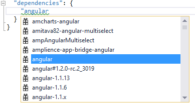 Visual Studio IntelliSense with suggestions for Bower package names