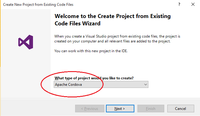 Create a project from existing code