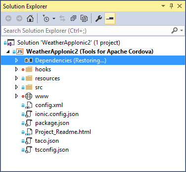Solution Explorer Dependencies node