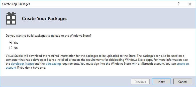 Windows: Create App Packages
