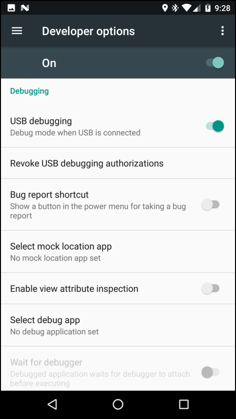 Android Device: Developer Options