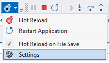 Screenshot of configuring Hot Reload