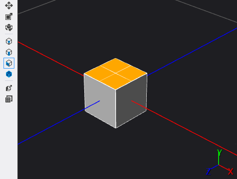 The top of the cube has been subdivided