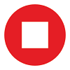 Stop icon - Solid red circle with a white square in the center.