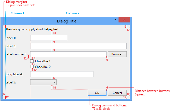 Dialog spacing for labels to the left of controls