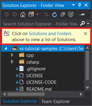 Choose "Solutions and Folders" from the Solution Explorer