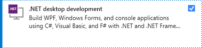 Screenshot showing the .NET Core cross-platform development workload in the Visual Studio Installer.