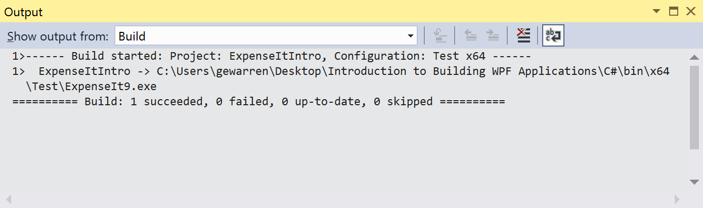 Output Window, Visual C# Build Warnings