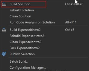 Screenshot of Build Solution command on the Build menu.